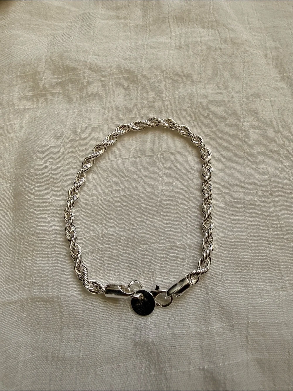 925 Sterling Silver Rope Chain Bracelet - Shiny Silver